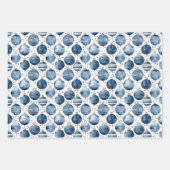 かわいい水色ブルー&ピンクのクリスマスデコレーション ラッピングペーパーシート (正面)