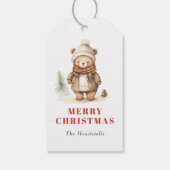 かわいい水色ベアーメリークリスマスホリデー ギフトタグ (裏面)