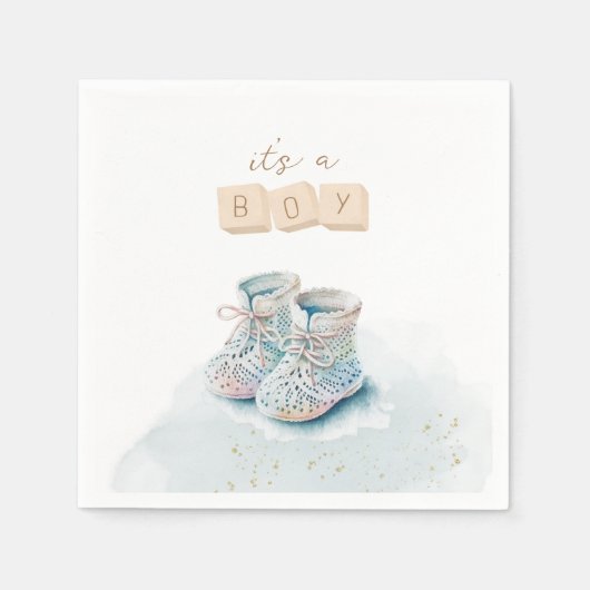 かわいい水色ベビーシューズボーイジェンダーの明け スタンダードカクテルナプキン (正面)