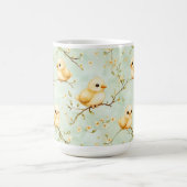 かわいい水色ベビーチックス&フローラミントグリーン コーヒーマグカップ (中央)