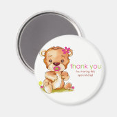 かわいい水色ベビーベアーガールサンキュー マグネット (正面/裏面)
