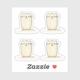 かわいい水色ベージュ猫 シール