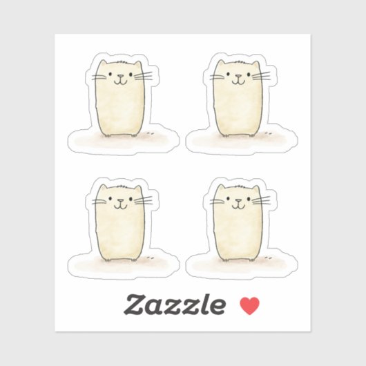 かわいい水色ベージュ猫 シール (シート)