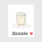 かわいい水色ベージュ猫 シール (シート)