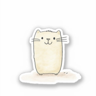 かわいい水色ベージュ猫 シール