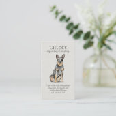 かわいい水色ペットシッター犬ウォーカー名刺 名刺 (スタンド正面)