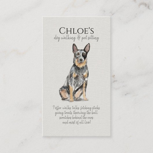 かわいい水色ペットシッター犬ウォーカー名刺 名刺 (正面)