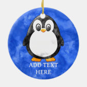 かわいい水色ペンギンブルー セラミックオーナメント (裏面)