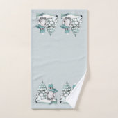 かわいい水色ペンギン北極雪松 バスタオルセット (ハンドタオル)