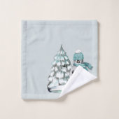 かわいい水色ペンギン北極雪松 バスタオルセット (ウォッシュタオル)