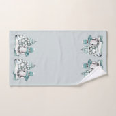 かわいい水色ペンギン北極雪松 バスタオルセット (ハンドタオル)