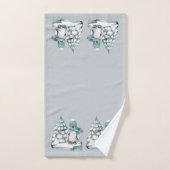かわいい水色ペンギン北極雪松 バスタオルセット (ハンドタオル)