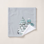 かわいい水色ペンギン北極雪松 バスタオルセット (ウォッシュタオル)