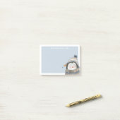 かわいい水色ペンギン名前をカスタムする ポストイット (デスク上)