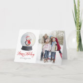 かわいい水色ペンギン雪のグローブ写真 シーズンカード (正面)