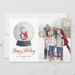 かわいい水色ペンギン雪のグローブ写真 シーズンカード