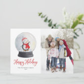 かわいい水色ペンギン雪のグローブ写真 シーズンカード (スタンド正面)