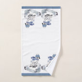 かわいい水色ペンギン雪片クリスマス バスタオルセット (ハンドタオル)