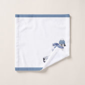 かわいい水色ペンギン雪片クリスマス バスタオルセット (ウォッシュタオル)