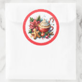 かわいい水色ホットココア、キャンディカンとクッキー ラウンドシール (バッグ)