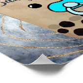 かわいい水色ボバティーベイビーシャワー歓迎サイン ポスター (角)