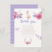 かわいい水色ボホトライバルベビーシャワーありがとう サンキューカード (正面/裏面)