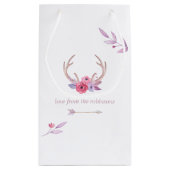 かわいい水色ボホトライバルベビーシャワーありがとう スモールペーパーバッグ (裏面)