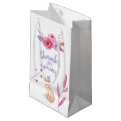 かわいい水色ボホトライバルベビーシャワーありがとう スモールペーパーバッグ (正面アングル)