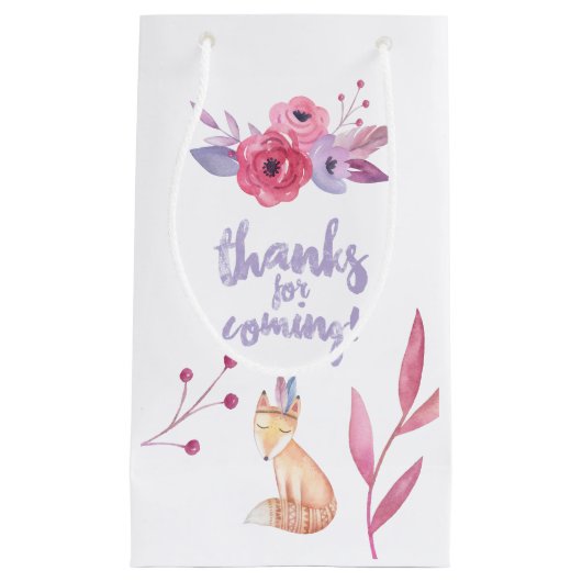 かわいい水色ボホトライバルベビーシャワーありがとう スモールペーパーバッグ (正面)