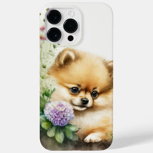 かわいい水色ポメラニア犬パップドッグ Case-Mate iPhoneケース (裏面)