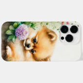 かわいい水色ポメラニア犬パップドッグ Case-Mate iPhoneケース (裏面 (横))