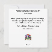 かわいい水色マウス赤いハートフローラバレンタイン シーズンカード (裏面)