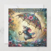 かわいい水色マウス雨傘イースター シーズンカード (正面)