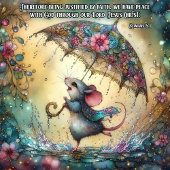 かわいい水色マウス雨傘イースター シーズンカード