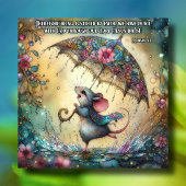 かわいい水色マウス雨傘イースター シーズンカード