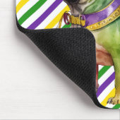 かわいい水色マルディグラスパグドッグ マウスパッド (コーナー)