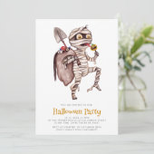 かわいい水色ミイラのハロウィーン招待状 招待状 (スタンド正面)