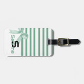かわいい水色ミントボウストライプズ ラゲッジタグ (正面横)