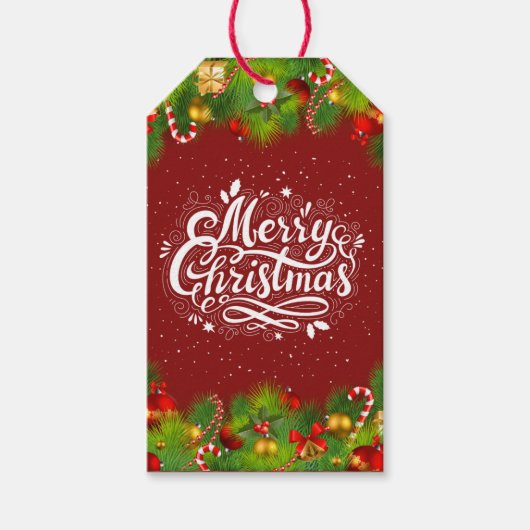 かわいい水色メリークリスマスキャンディギフトラベル ギフトタグ (正面)