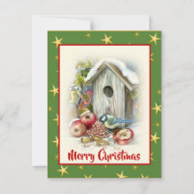 かわいい水色メリークリスマスバードスノースター