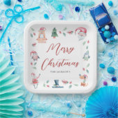 かわいい水色メリークリスマスパーソナライズされた ペーパープレート (パーティー)