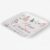 かわいい水色メリークリスマスパーソナライズされた ペーパープレート (傾斜あり)