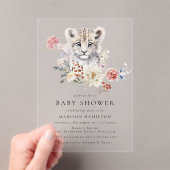 かわいい水色ユキヒョウ冬の赤ちゃんシャワー アクリル招待状 (インサイチュ (ポータブル))