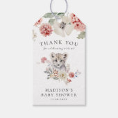 かわいい水色ユキヒョウ冬の赤ちゃんシャワー ギフトタグ (正面)