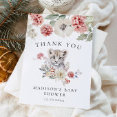 かわいい水色ユキヒョウ冬の赤ちゃんシャワー サンキューカード