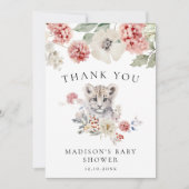 かわいい水色ユキヒョウ冬の赤ちゃんシャワー サンキューカード (正面)