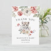 かわいい水色ユキヒョウ冬の赤ちゃんシャワー サンキューカード (スタンド正面)