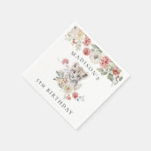 かわいい水色ユキヒョウ誕生日パーティー スタンダードカクテルナプキン (角)