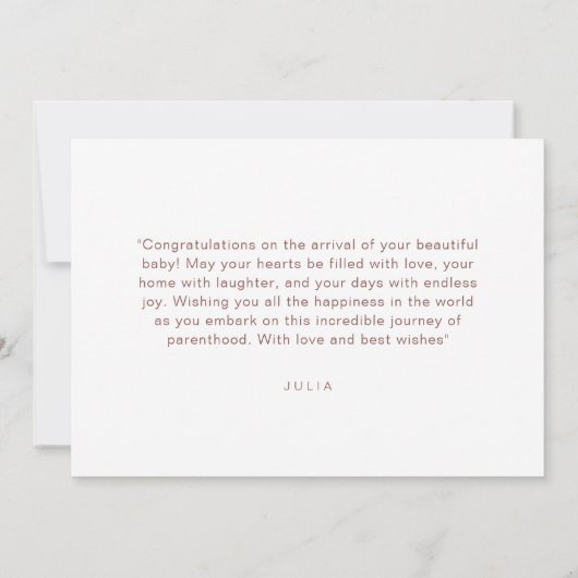 かわいい水色ユニコーンレインボーウェルカムベビー カード (裏面)