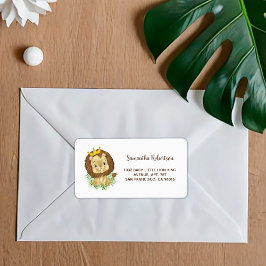 かわいい水色ライオンサファリ動物の赤ちゃんシャワー ラベル